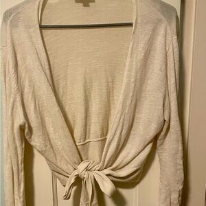4/$25 LOFT Soft Cream Tie Front Cardigan